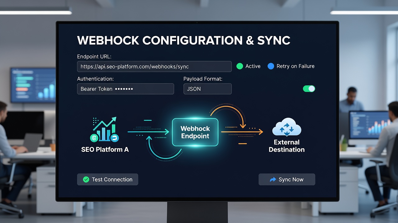 Screenshot of database schema and webhook payload mapping interface used for SEO data synchronization